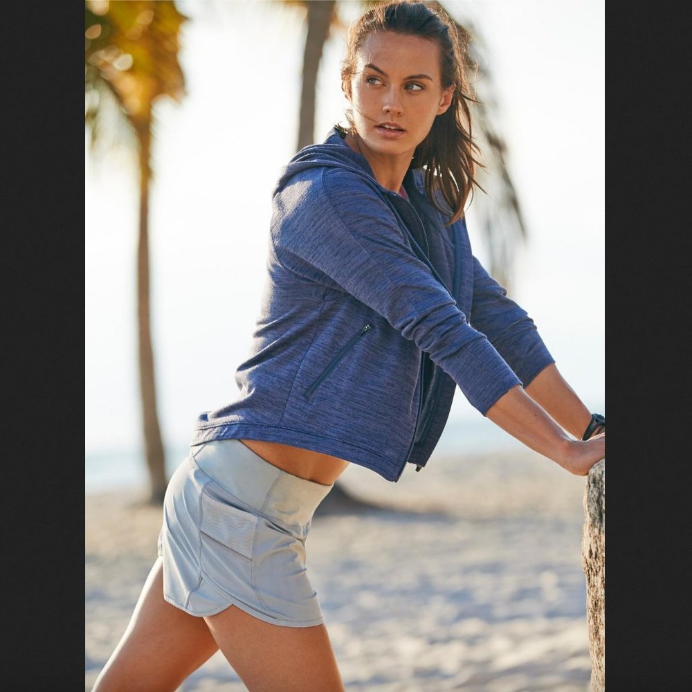 Athleta Techie Sweat Anorak in Navy Heather